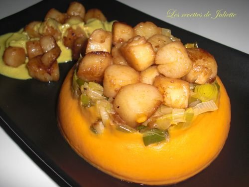 Purée de patates douces avec fondue de poireaux