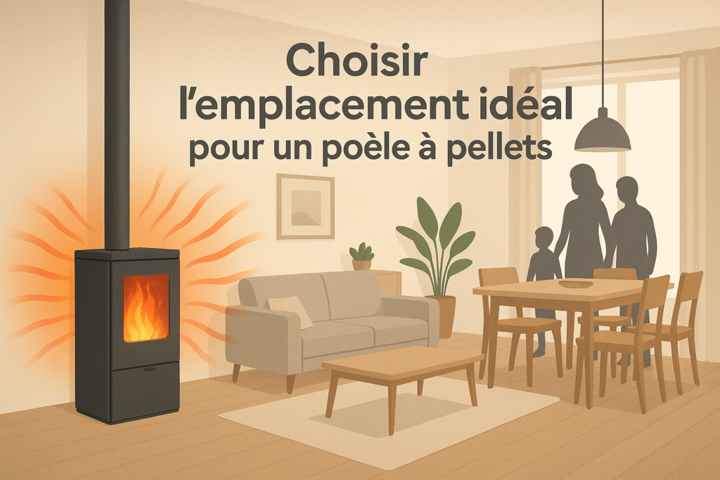 emplacement poêle à pellets central huis moderne