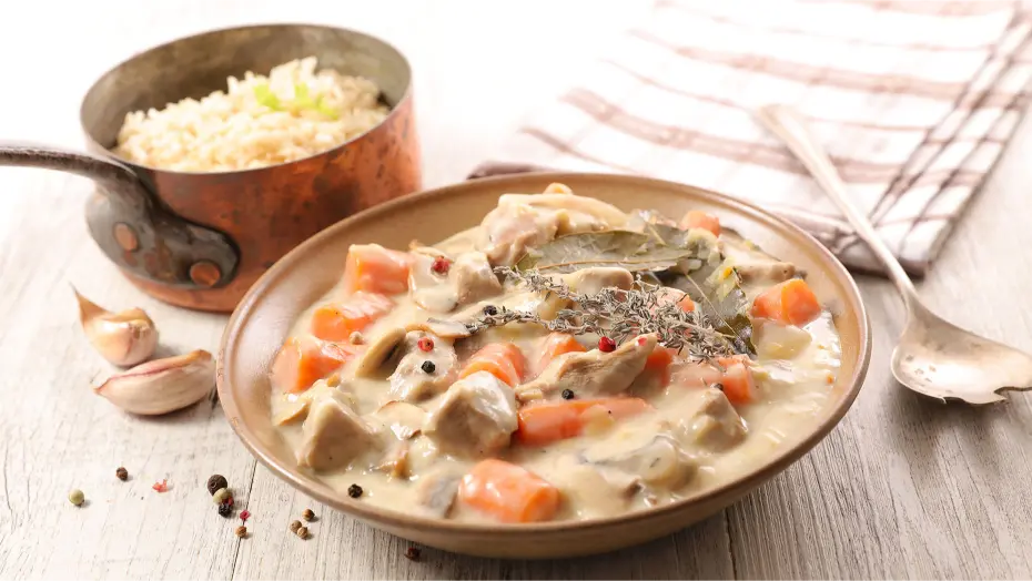 menu complet préparer autour d’une blanquette de veau