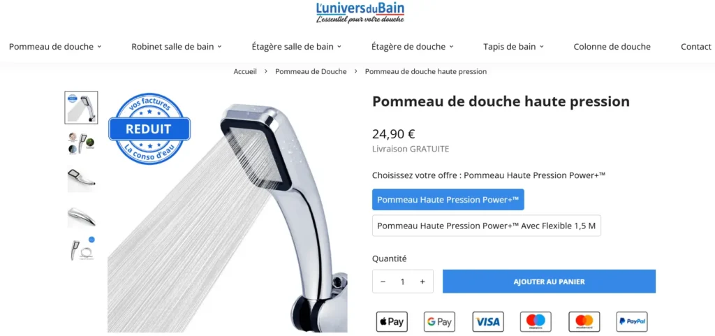 pommeau de douche haute pression l'univers du bain