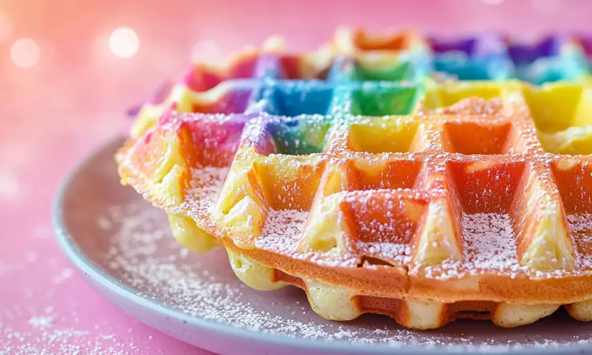 des gaufres arc en ciel aux fruits exotiques