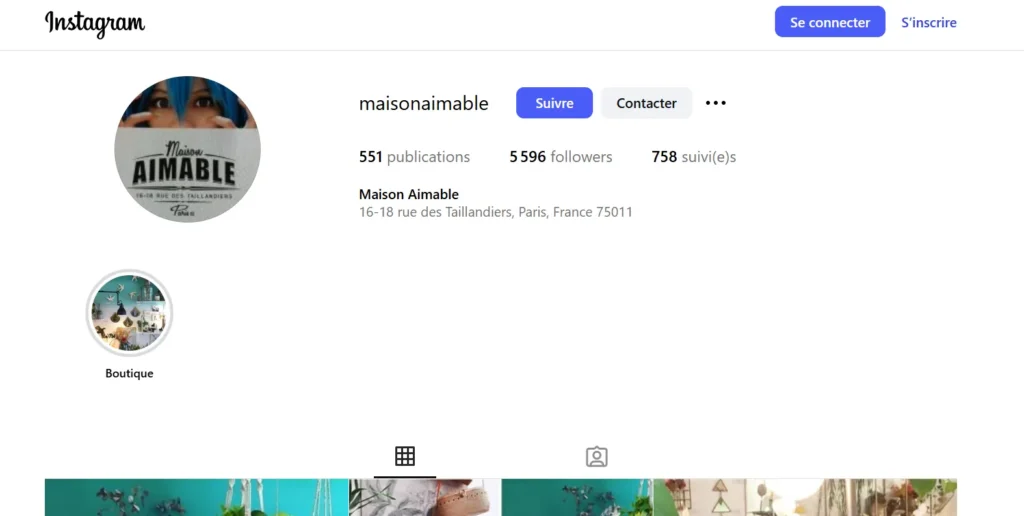 instagram de Maison Aimable