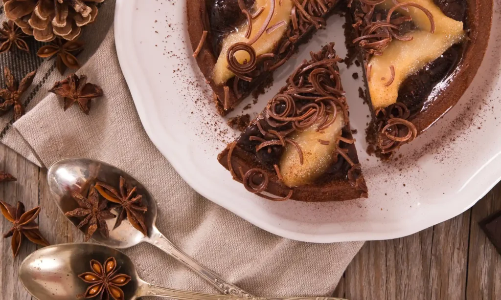 préparation tarte poire chocolat de Cyril Lignac