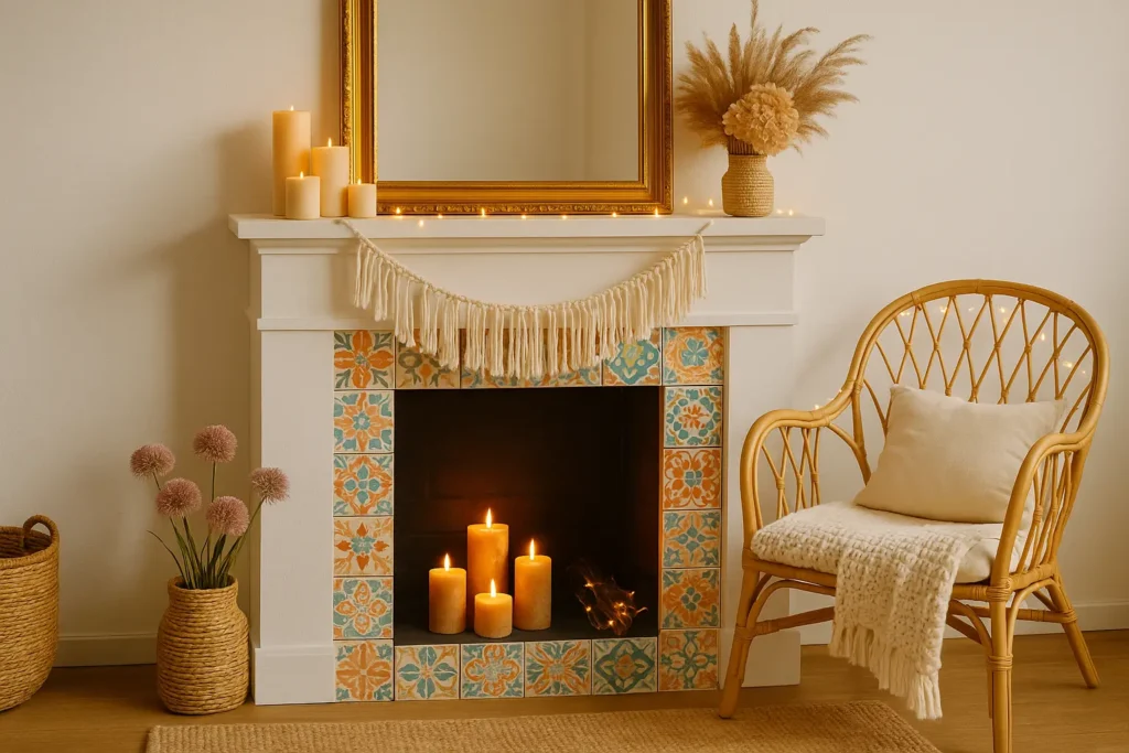 Décor de cheminée bohème