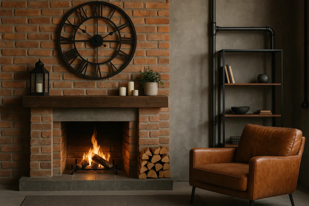 Décor de cheminée industrielle