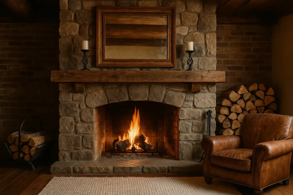 Décor de cheminée rustique