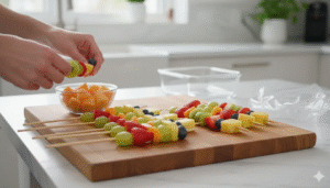 préparer des brochettes de fruits à l'avance