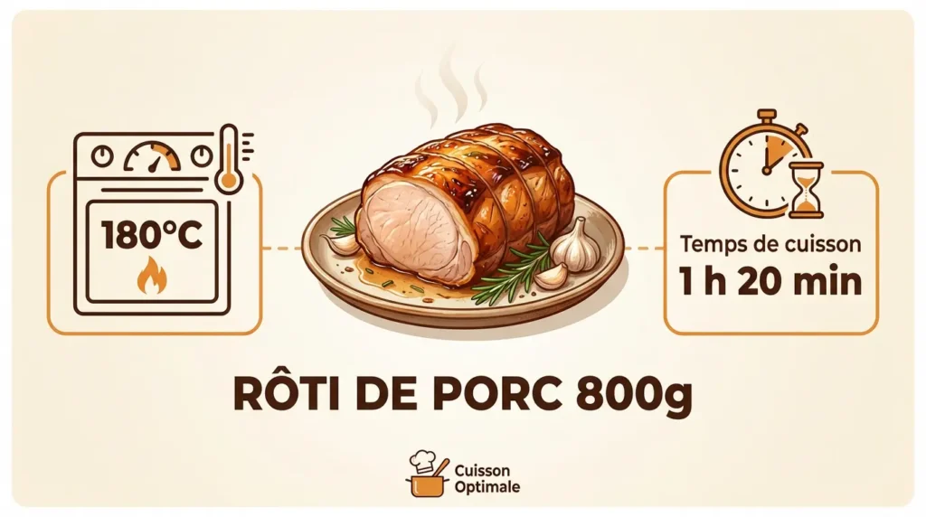 temps de cuisson rôti de porc 800g