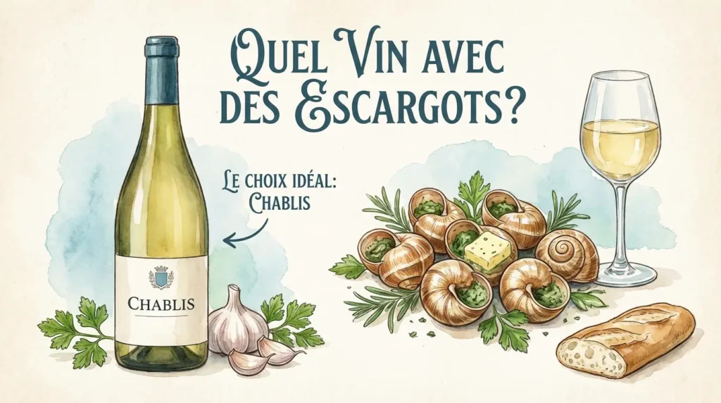 vin blanc avec des escargots