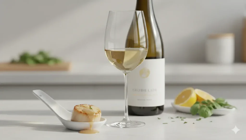 Champagne avec des Saint Jacques