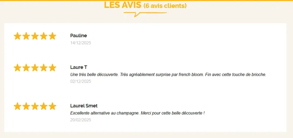 avis positifs sur les vins French Bloom