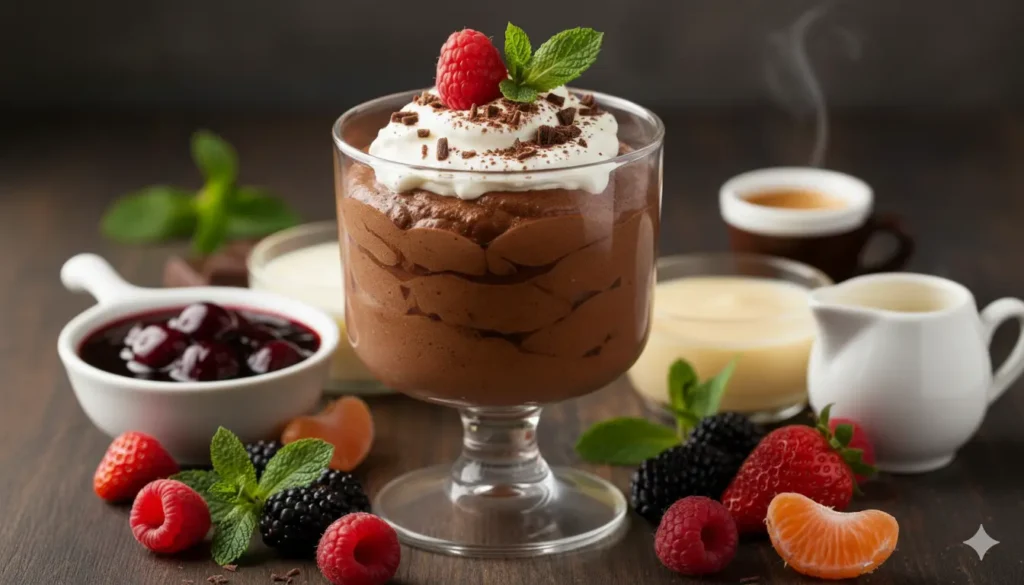 crème ou sauce à servir en accompagnement d'une mousse au chocolat