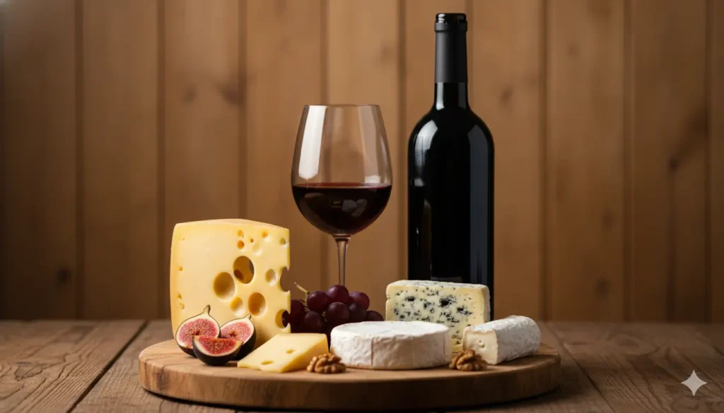 vin rouge avec les fromages à pâte dure