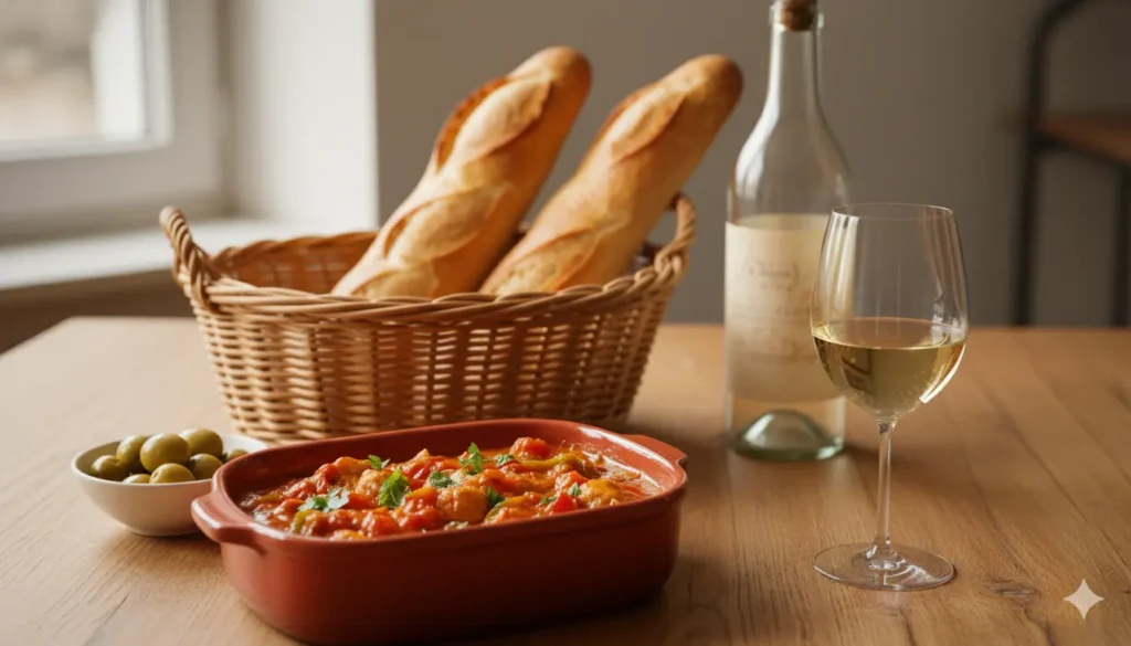 vins blancs avec un poulet basquaise