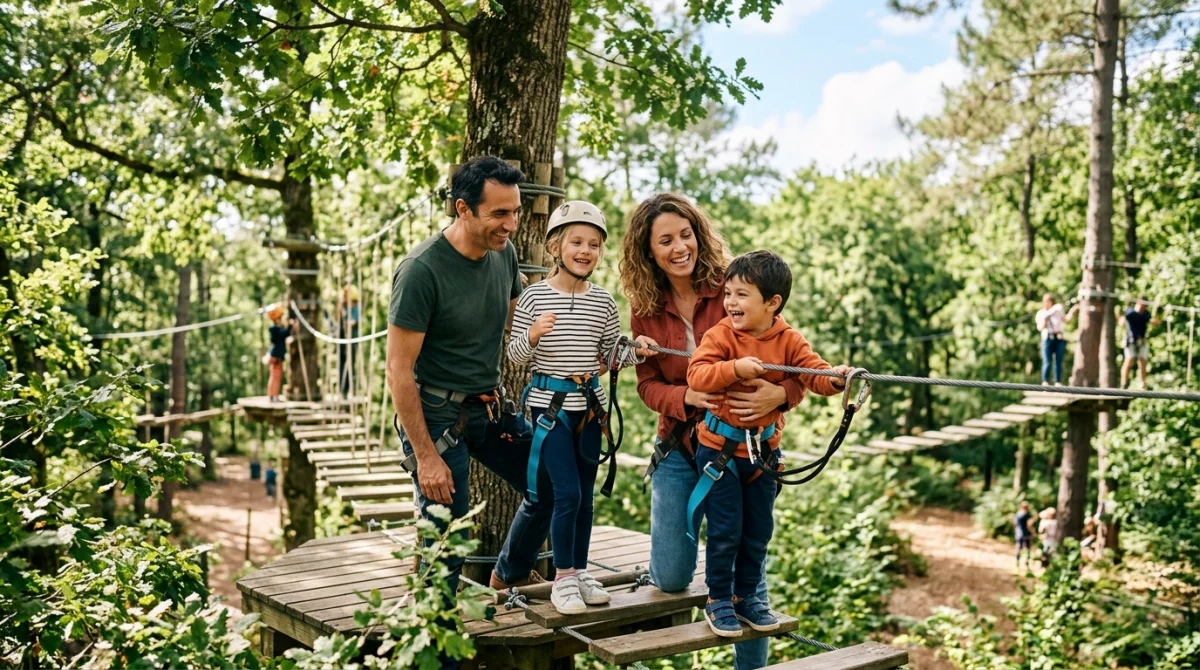 Famille souriante en pleine activité de plein air sur bol-d-air.fr