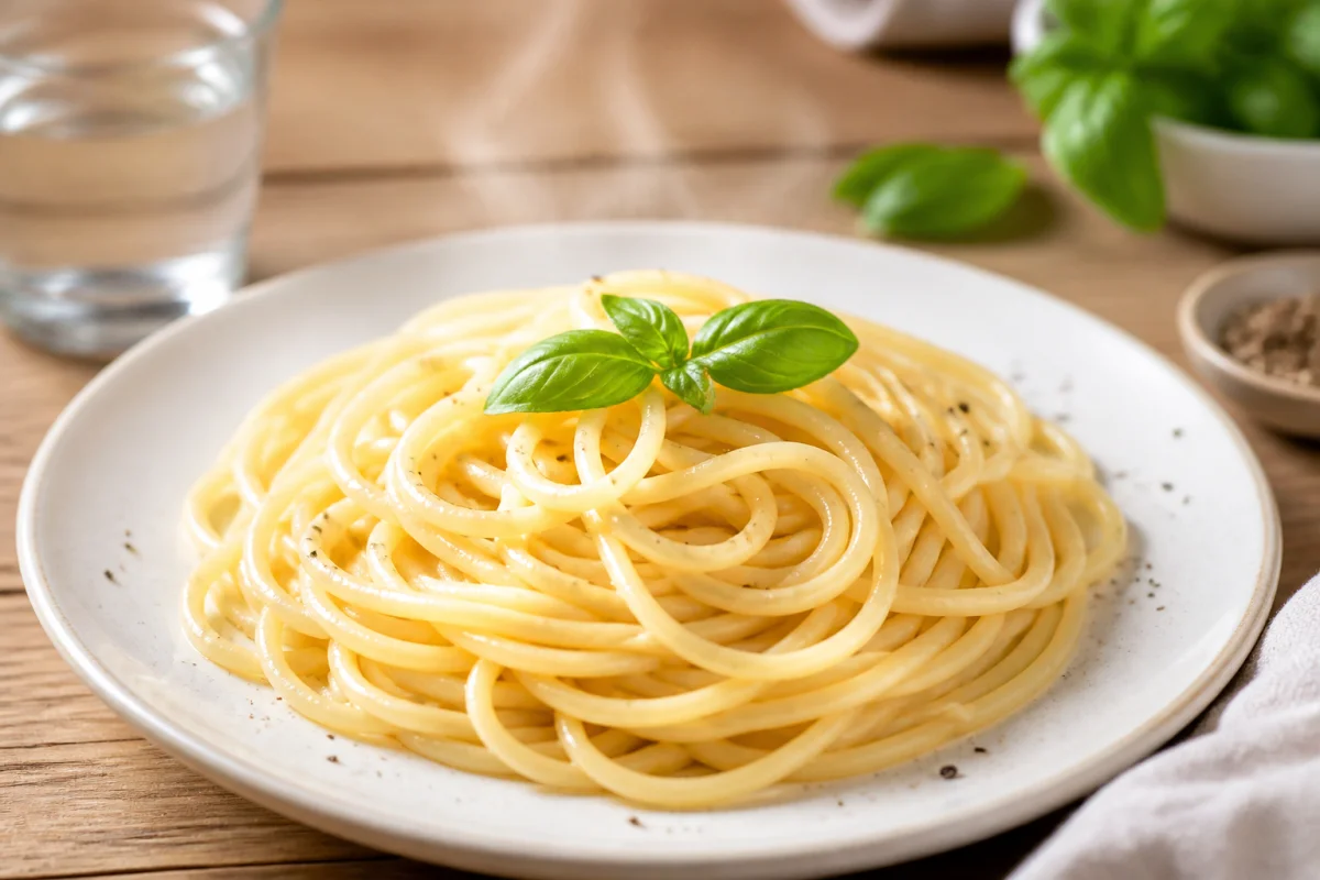 Assiette de spaghettis cuits al dente pour illustrer combien de grammes de spaghetti par personne prévoir.