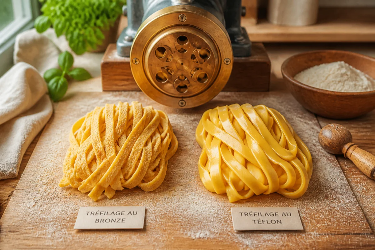 Garofalo vs Rummo : comparaison de pâtes sèches aux textures rugueuse et lisse, issues du tréfilage au bronze